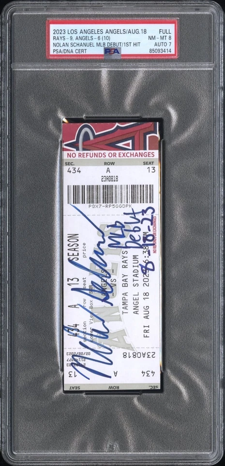 2023 Nolan Schanuel MLB Debut 1st Hit Ticket 8/18/23 Angels Rays PSA 8 NM-MT - Image 1 of 1