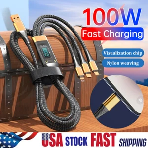 3 in 1 Charger Cable USB to Type C Micro USB Fast Charging Cord for iPhone US - Picture 1 of 21