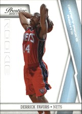 2010-11 Prestige Draft Picks Light Blue Basketball Card #153 Derrick Favors/999