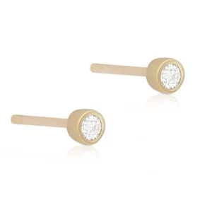 Mini pendientes de diamantes de 0,10 quilates oro amarillo de 14 K claridad F color joyería - Imagen 1 de 6