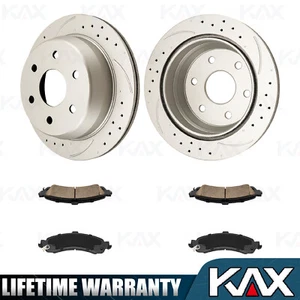 Rotores de disco perforados de freno trasero + pastilla de cerámica para Chevrolet Suburban 1500 2000-2001 - Imagen 1 de 12