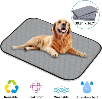 MOEBYPET 2 Pcs Dog Pet Pads Reusable Puppy Training Pads Washable 39.3x26.7 inch Non-Slip