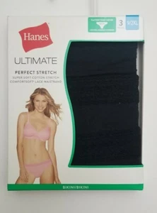 Hanes Ultimate Perfect Stretch Bikini Panties Womens Size 2XL Black 3 Pair Pack - Picture 1 of 2
