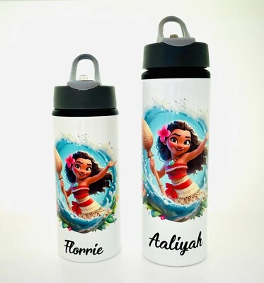 Moana Inspired Personalised Kids Water Bottle 600ml 750ml Disney School Sports - Image 1 of 4