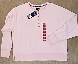 GAP Sudadera Mujer XL Melocotón Henley Manga Larga Algodón Cuadrado Clásico - NUEVO - Imagen 1 de 11