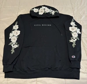 Civil Regime X Champion Hoodie Size 2XL Floral Night Black - Picture 1 of 5