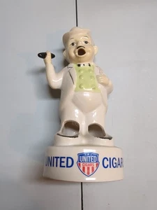 Vintage UNITED CIGARS Ceramic Smoking Gentleman Cigar Ashtray - Picture 1 of 3