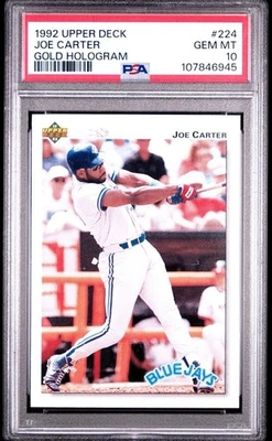 PSA 10 1992 Upper Deck Gold Hologram Joe Carter #224 Toronto Blue Jays De colección Foto 1 de 2