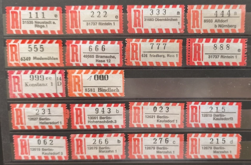 R-Zettel Berlin 5-stellig und Schnapszahlen inkl.000 laut Foto - Bild 1 von 1