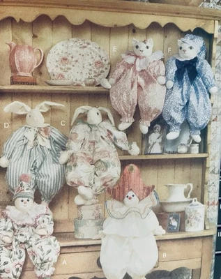 Butterick 6095 Block Dolls Shelf Sitters Clown Bunny Cat Grannycore Decor FF - Image 1 of 4