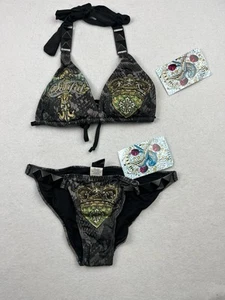 Sinful By Affliction Womens Y2K Miami Pyramid Bikini Size M/L NWT Rhinestones - Picture 1 of 8