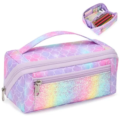 Карандаш мешок для девочек - большой емкости карандаш чехол для детей широко открывающийся ручка... - Изображение 1 из 4