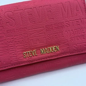 Steve Madden Logo Pink Crossbody Purse Women Bag Matching Wallet - Picture 1 of 10