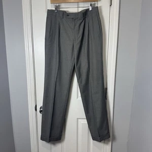 Lauren Ralph Lauren Pants 32 x 32 Gray Pleated Cuffed Trousers Classic Business - Picture 1 of 8