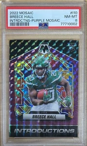 2022 Mosaic Breece Hall Introductions Purple Rookie 49/49 #110 PSA 8 - Picture 1 of 2