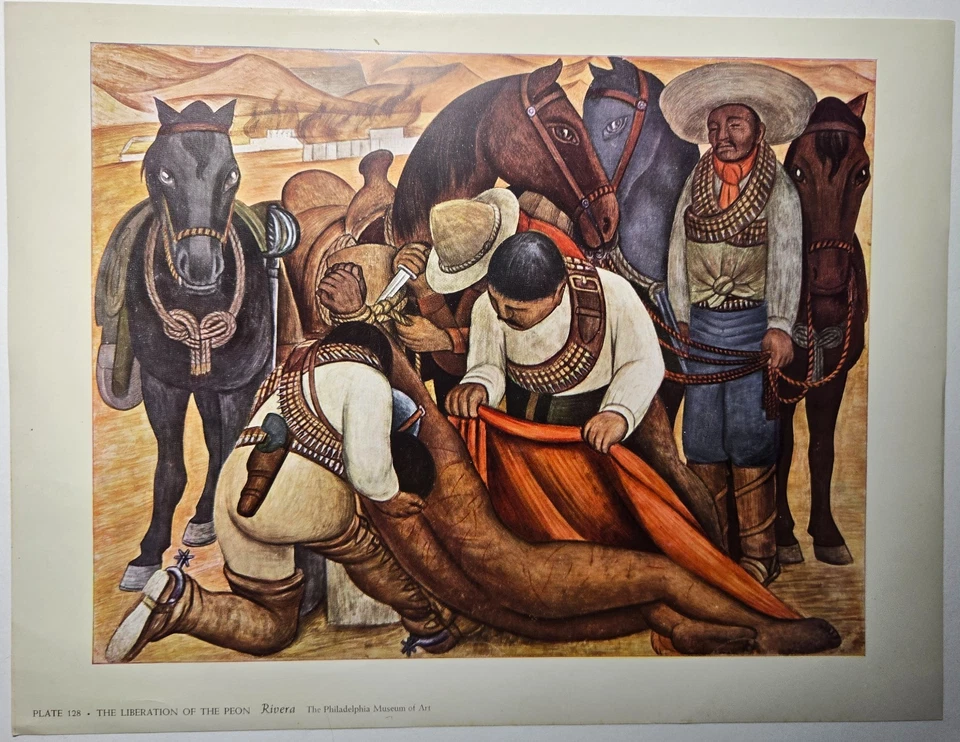 Litografía Vintage 1931 Impresión Liberación del Peón por Diego Rivera Placa 128 Foto 1 de 4