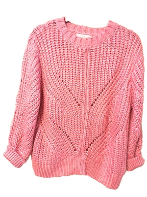 Suéter Tejido Grueso Grande Rosa Exuberante Elástico y Cómodo y Precioso Talla Pequeña Foto 1 de 4