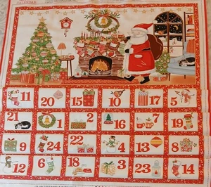 Jolly St Nick Advent Calendar Panel-Makower Christmas 100%  Cotton Fabric - Picture 1 of 6