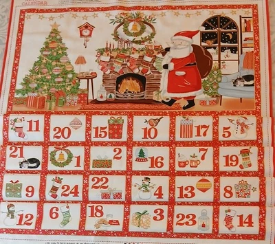 Jolly St Nick Advent Calendar Panel-Makower Christmas 100%  Cotton Fabric - Image 1 of 4