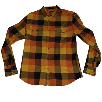 Banana Republic Flannel Ultra Soft Untucked Slim Fit Men's M Plaid Orange Yellow - Image 1 of 4