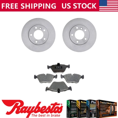 Front Kit Brake Rotors + Metallic Pads & Hardware For 1997-2000 BMW 528i - Image 1 of 4