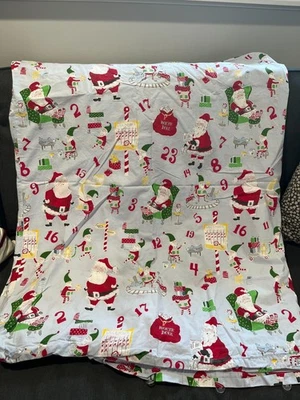 Pottery Barn Kids Christmas Santa Twin 100% Organic Cotton Blue Duvet Cover - Image 1 of 4