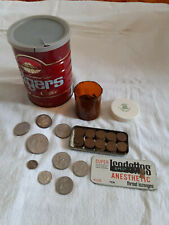 Collection of Various Coins from the 1900s, Tin and other Containers Included