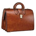  Vintage Leather Briefcase for Men with Lock Lawyer Briefcase Dulles Brown