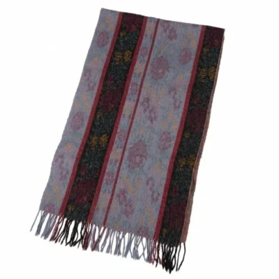 KENZO Estola Flecos Floral Azul Claro Rojo Verde Negro Multicolor Lana Unisex Foto 1 de 4