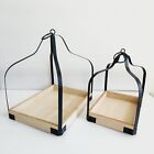 2 Wood Wrought Iron Open Lamp Candle Plant Box Hanging Holder Home Decor