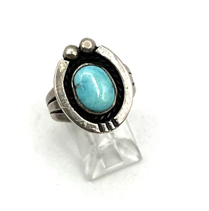 Vintage Navajo Native American Horse Shoe Sterling Turquoise Ring Size 6.75 - Picture 1 of 8