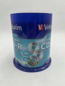 New Factory Sealed 100-Count Pack of Verbatim 94554 700MB 52x CD-R Discs - Picture 1 of 6