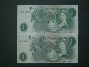 **No.2 ** End-of-Series 'AUNC'  'HX & 'HY'  British  £1  Page Banknotes*** - Picture 1 of 8