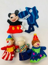 Finger Puppet Toy Lot with Mickey Mouse, Russ Berrie Clowns, Vintage Wacky Pack