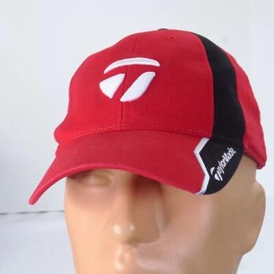 Gorra de golf TaylorMade Tmax Gear roja negra a rayas con tirantes palos camisetas verdes Foto 1 de 4