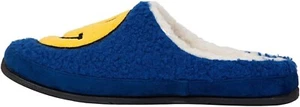Deer Stags Mens Smiley Faux Fur Outdoor Slide Slippers Blue 12 Medium (D) - Picture 1 of 2