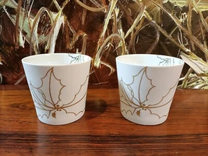 ROYAL COPENHAGEN - edles Teelichthalter Set - weiß mit Ilex in Gold - Picture 1 of 5