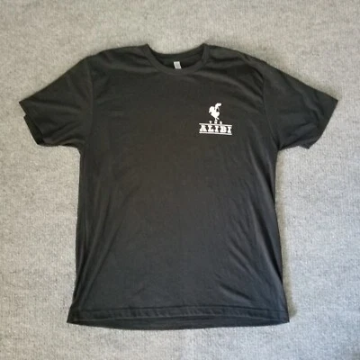 Camiseta para hombre The Alibi Est 2019 XL negra deletreada logotipo gráfico Sacramento, CA Foto 1 de 4