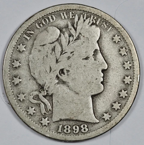 1898-s Barber Half.  "Perfect" VG.  186918 Cover