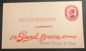 TC1 US POSTAL CARD 1914 JOHN GUND BREWING CO SIOUX FALLS SD ADV + ORDER FORM - Picture 1 of 3