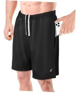 Men's Athletic Shorts Quick Dry Loose-Fit Lightweight Running Large Black - Picture 1 of 7