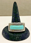 925 Sterling Silver Turquoise Blue Stone Ring Sz 9.25