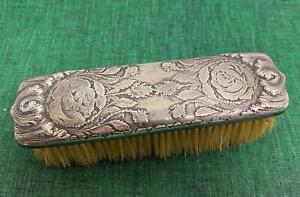 Vintage TIFFANY Sterling Silver Clothes Brush Roses Hand Chased
