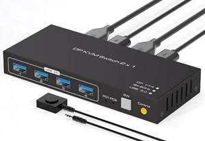 USB 3.0 KVM Switch 1 Monitor 2 Computers 8K60Hz KNM Switcher for 2 Computers NEW - Picture 1 of 7