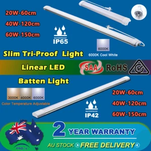 20W 40W 45W 60W LED Batten Light Linear Slimline Ceiling IP65 IP42 IP20 - Picture 1 of 69