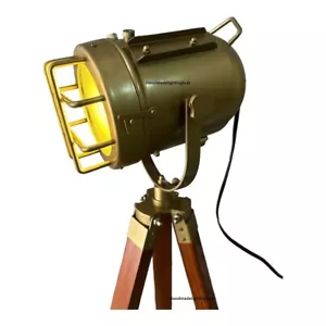 Brass Finished Floor Lamp with Tripod Searchlight - Picture 1 of 3