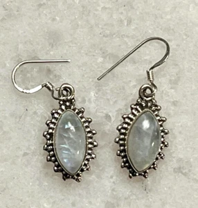 Mondstein Ohrhänger/Hänger Sterling Silber 0,925 Draht Ohrringe Natur - Bild 1 von 4