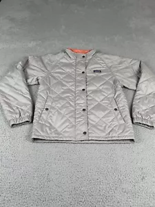 Patagonia Diamond Quilted Jacket Youth 14 Gray Insulated Puffer Quilted Kids - Picture 1 of 17