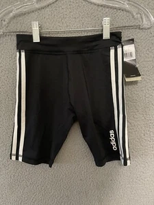 Adidas Girls Bike Shorts Black Size Small 7/8 Stretch Kids Youth NWT - Picture 1 of 6