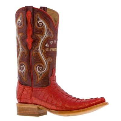 Hombres Vestido de Vaquero Botas Rojas Cola de Cocodrilo Piel Botas 3x Puntera Hombre Tallas 6.5-8 Foto 1 de 4